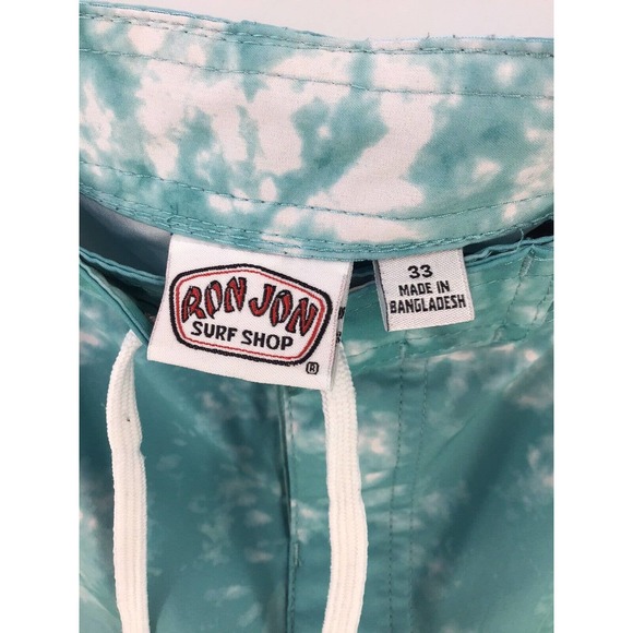 Ron Jon Surf Shop Mens Board Shorts Size 33 Swim Suit Skim Skate Trunks Green - Picture 10 of 14